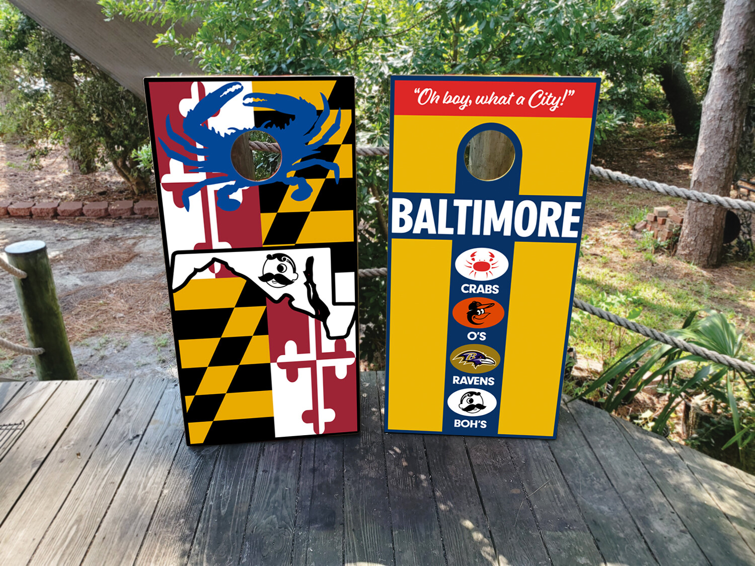 WATERPROOF & NON-FADING Baltimore Maryland Cornhole Board Wraps Design 2