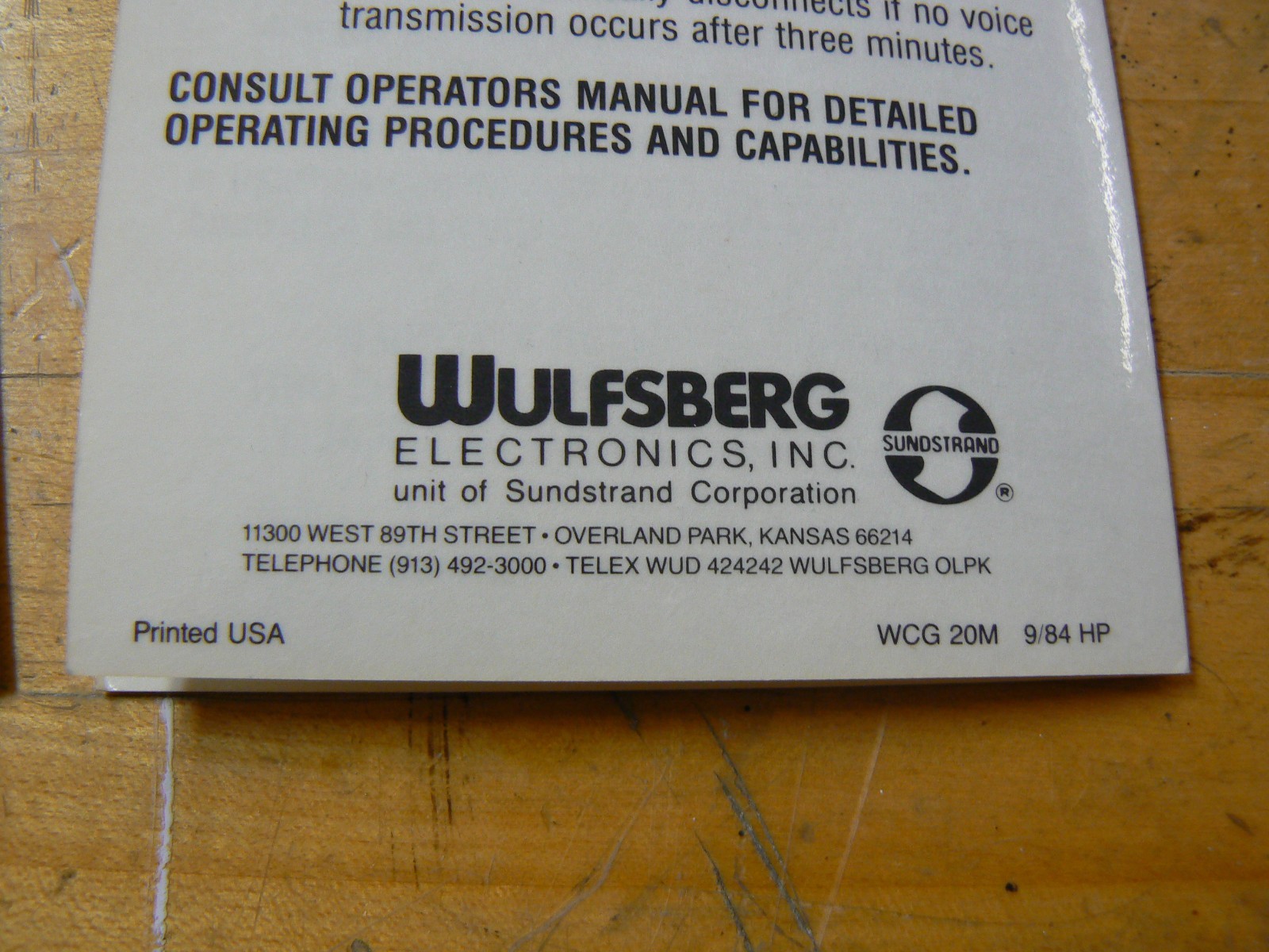 2 Wulfsberg Electronics Flitefone VI Checklist