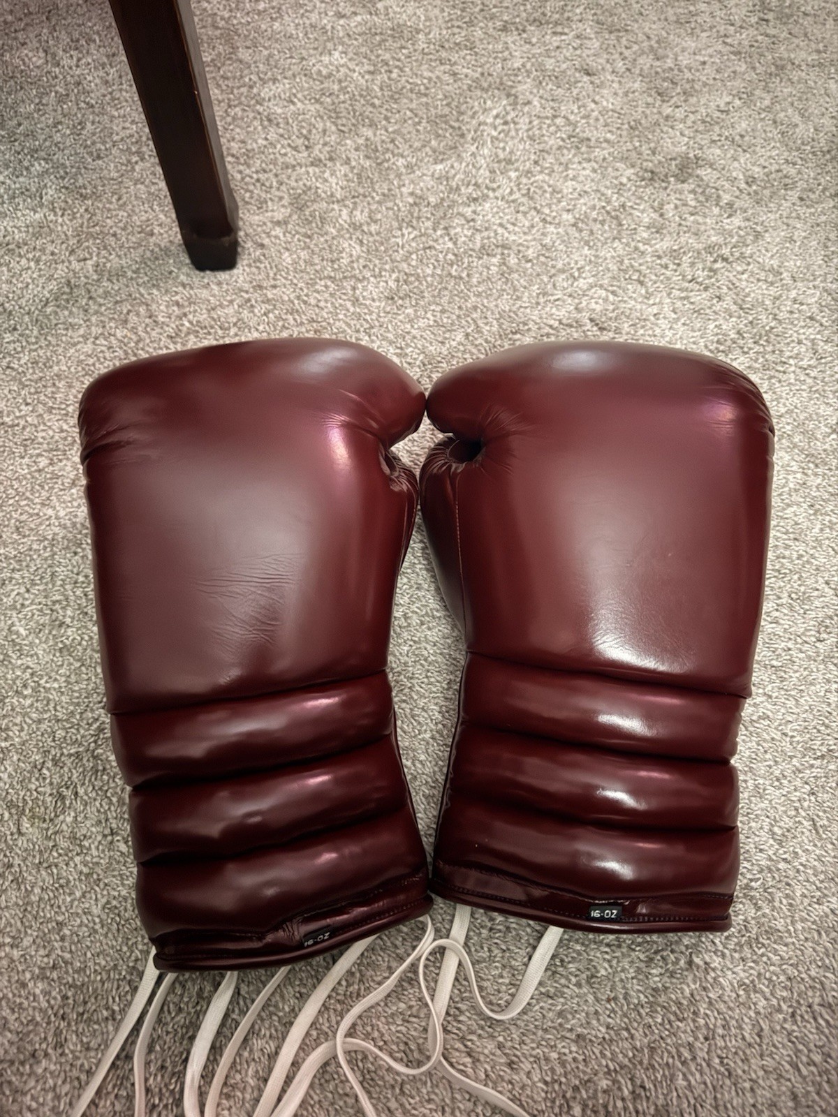 TopBoxer Burgundy 16 oz Lace-Up Sparring Boxing Gloves Pair for Training