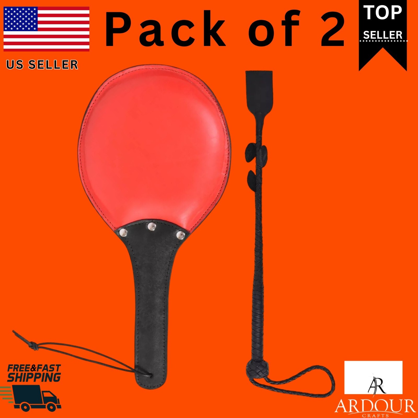 18" Genuine Leather Spanking Paddle Premium Riding Crop Horse Whip