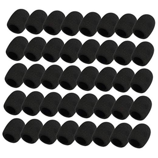 40 Pack Foam Mic Covers Handheld Microphone Windscreen Black Mic Sponge Foam