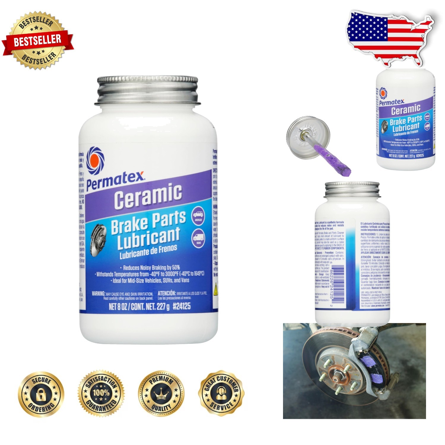 Ceramic Brake Paste 8oz - 3000°F Extreme Temp Synthetic Lubricant