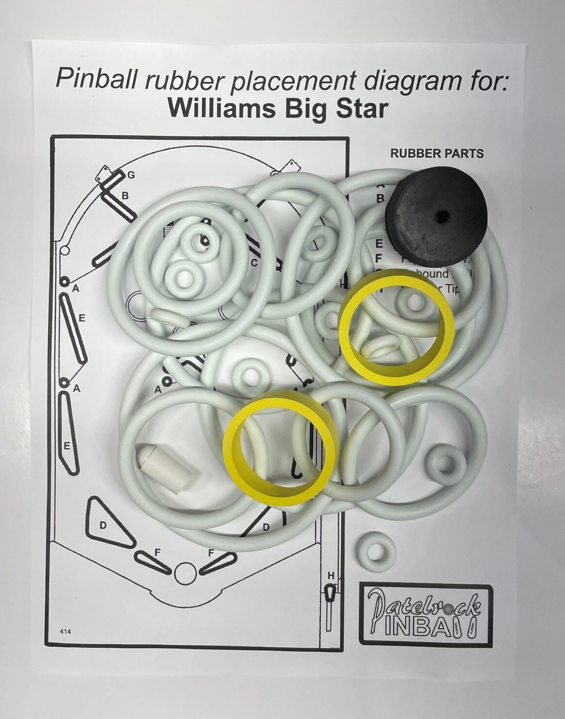 1972 Williams Big Star Pinball Machine Rubber Ring Kit