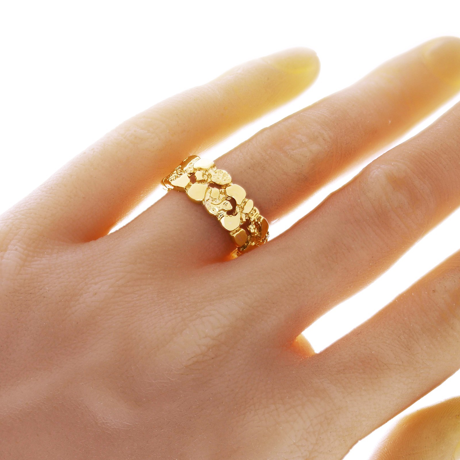 14k Yellow Gold Solid Nugget Ring Band Size 12 - 9mm 8.5 grams