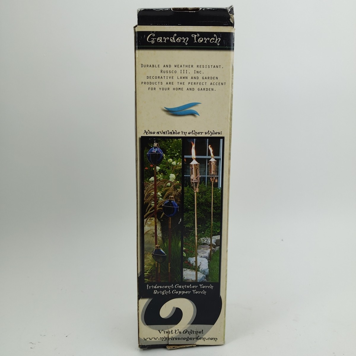 Vintage Russco III Garden Torch with Antique Copper Finish with Leaves & Marbles