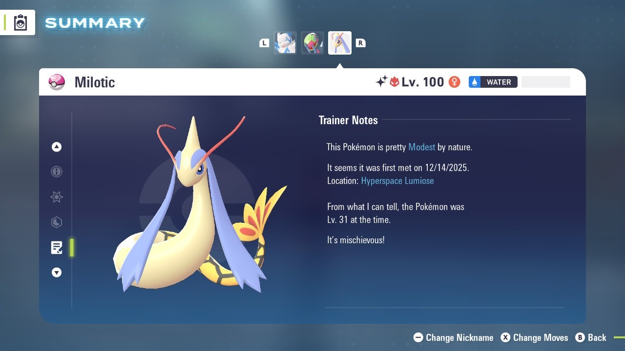 Milotic Shiny Alpha 6IVs Battle Ready - Legends ZA