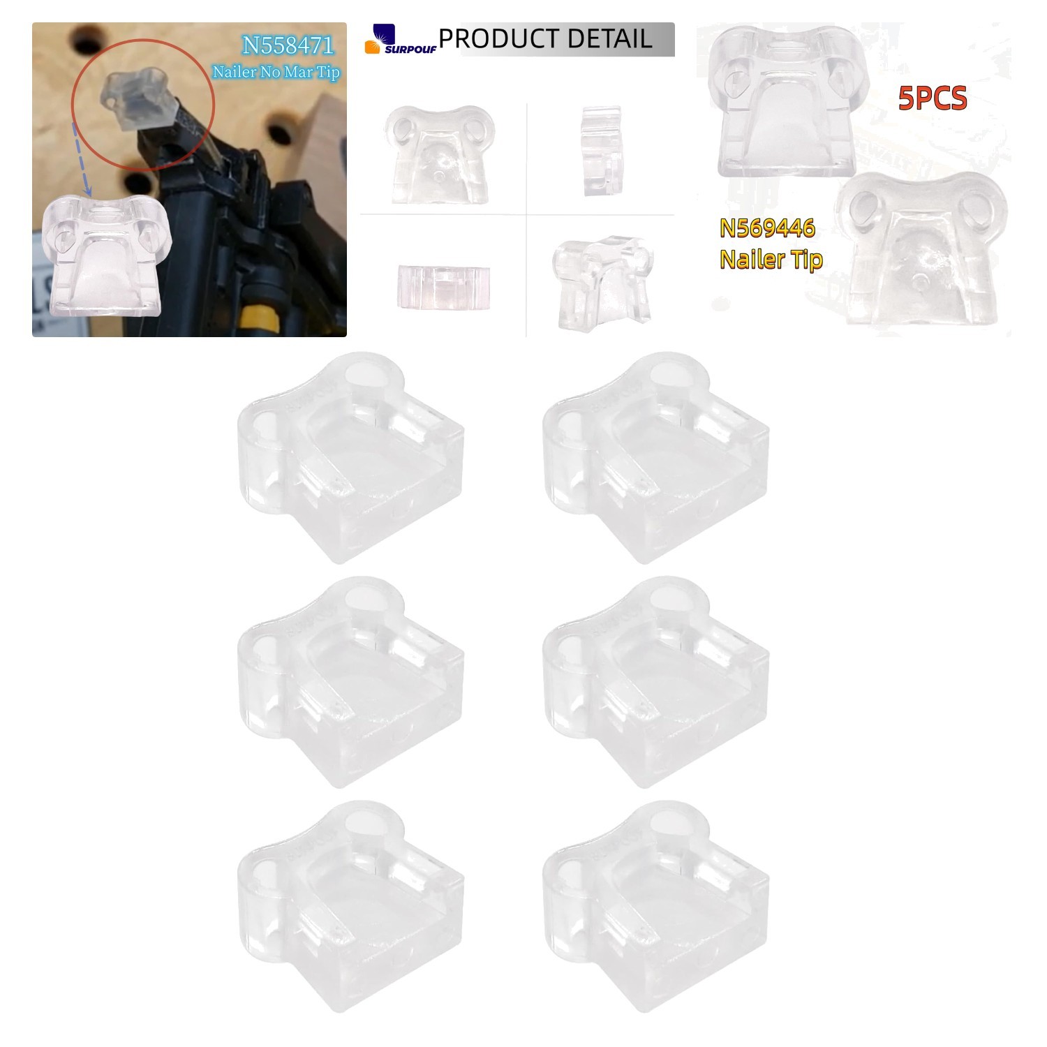 High-Quality Nailer No Mar Tips Set - Protect Surfaces with Ease in 3/6/20 Packs
