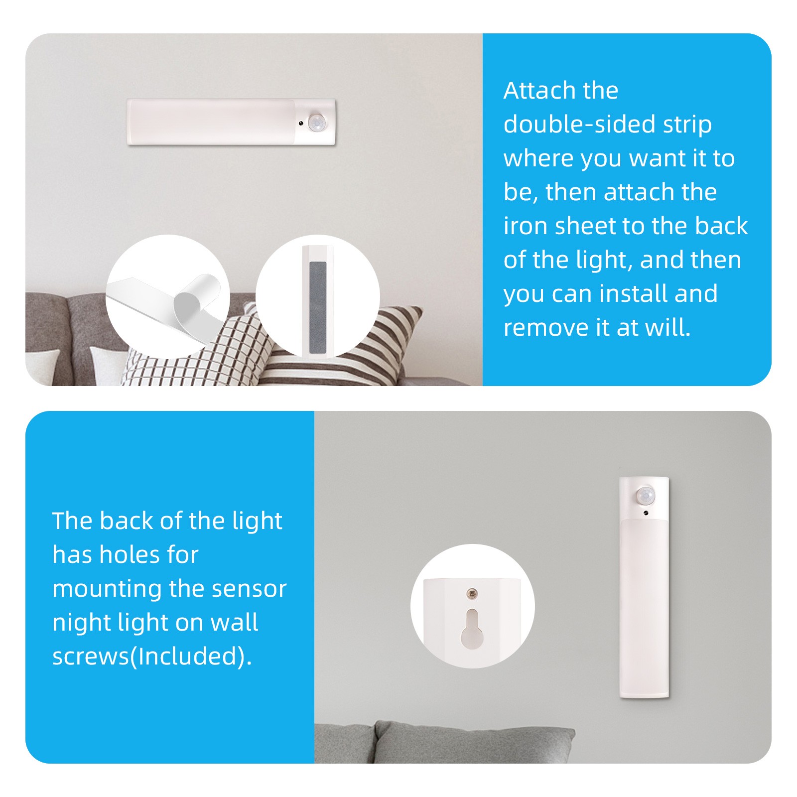 Dual Pack PIR Trigger Magnetic USB LED Light For RV Kitchen Storage Lighting