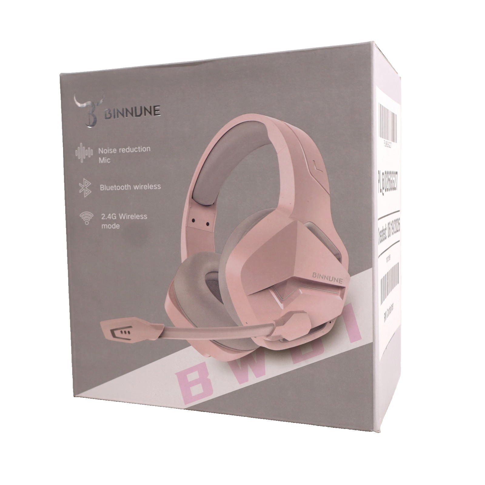 BINNUNE 2.4GHz Wireless Gaming Headset, Bluetooth 5.3 Gaming Headphones, Pink