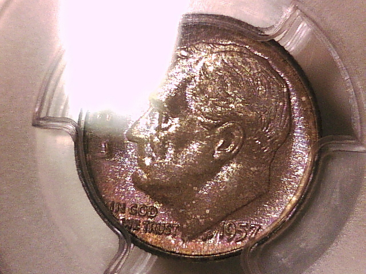 1957 P Roosevelt Dime PCGS MS 66 35029113 Toned