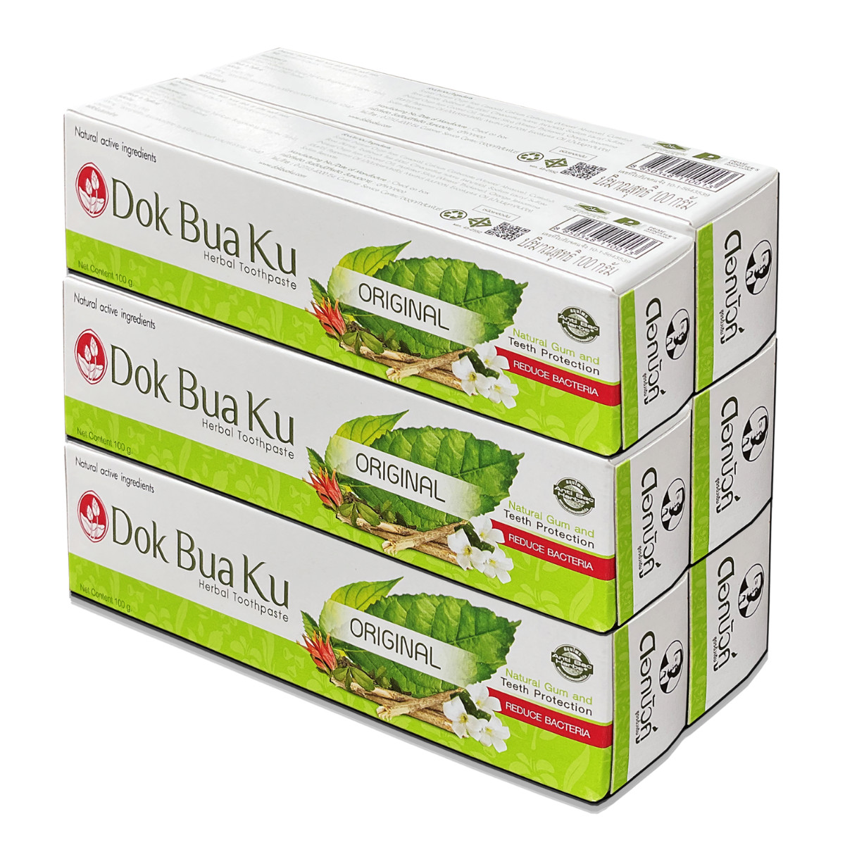 6 pcs TWIN LOTUS Herbal Thai Toothpaste Reduce Bacteria Refreshing Original 100g