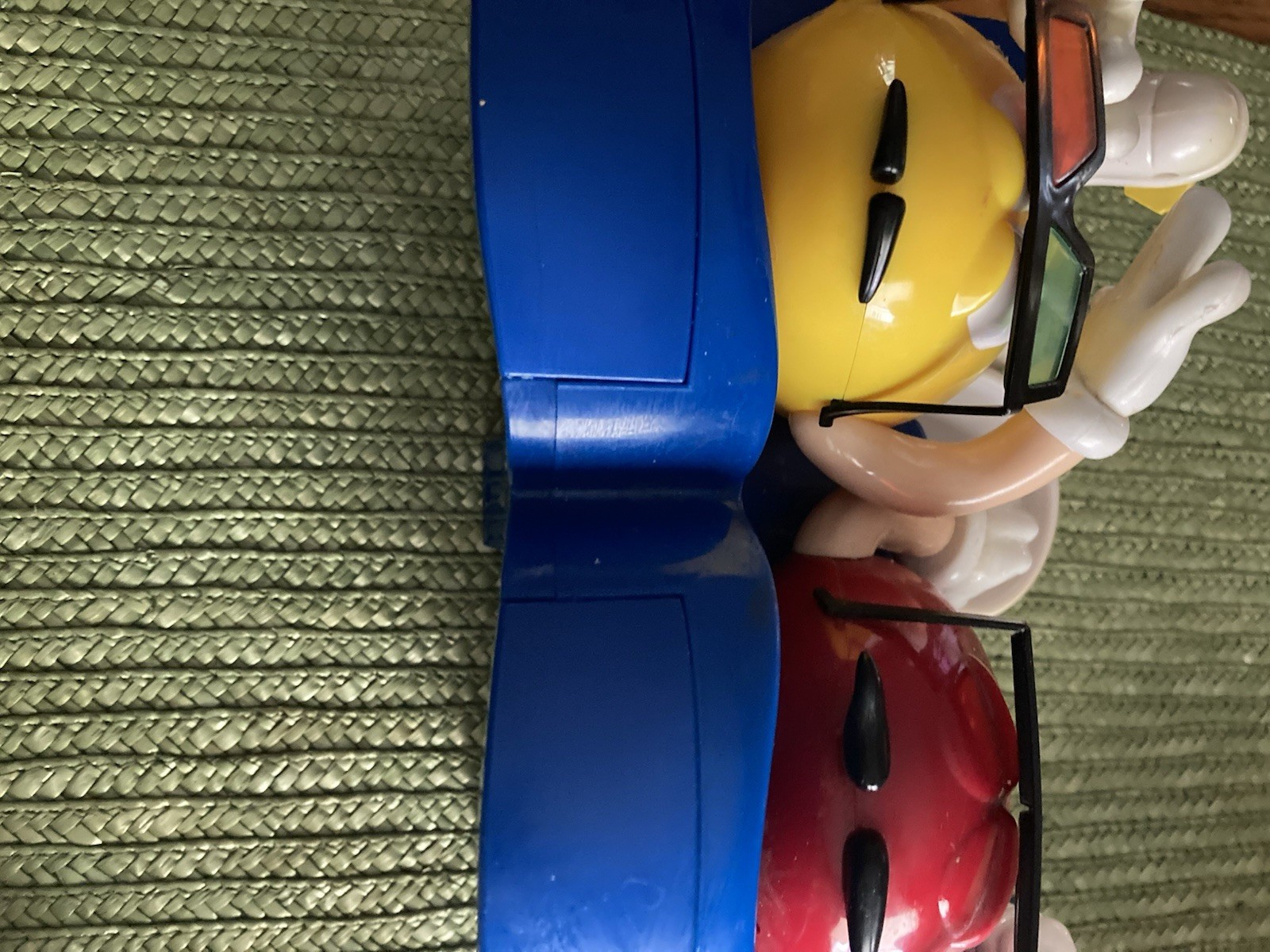 M&M's Red & Yellow Character Candy Dispenser, Blue Base Candy & Nuts Theme