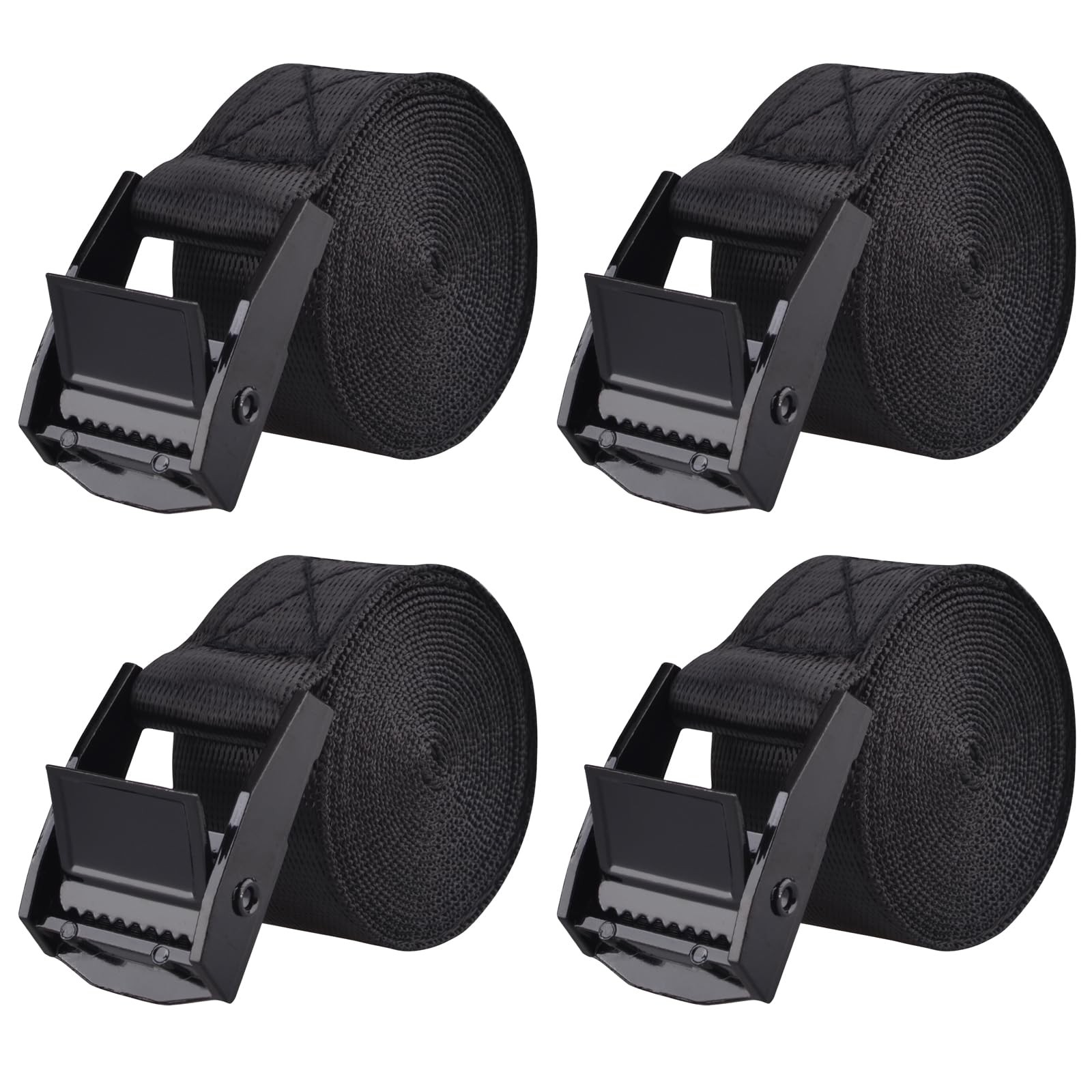 TRIWONDER Cinch Tie Down Strap Lashing Straps 1" x 3.3', 01# Black - 4 Packs