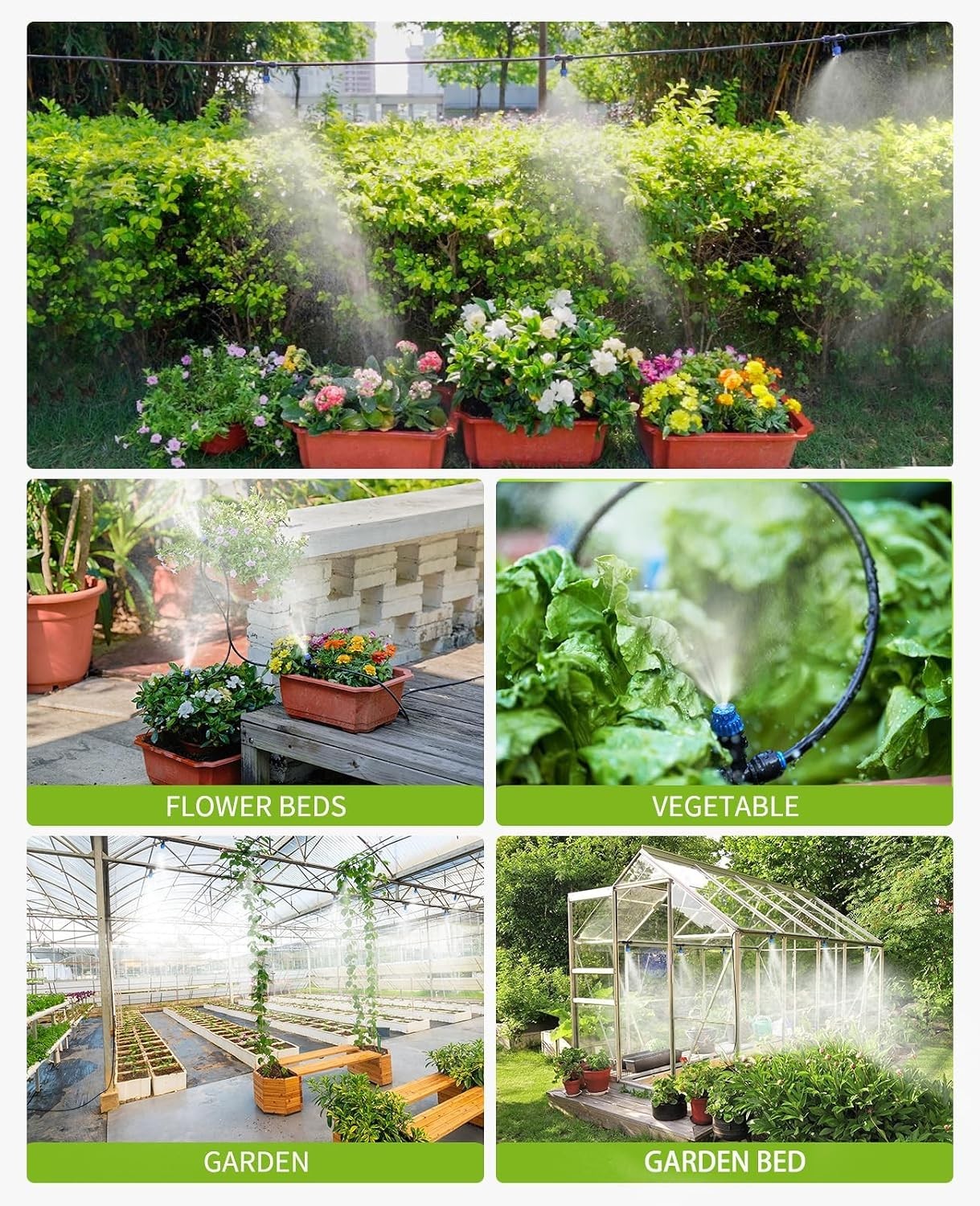 59FT Drip Irrigation Kit, Quick-Connect Garden Watering System with 15 Adjust...