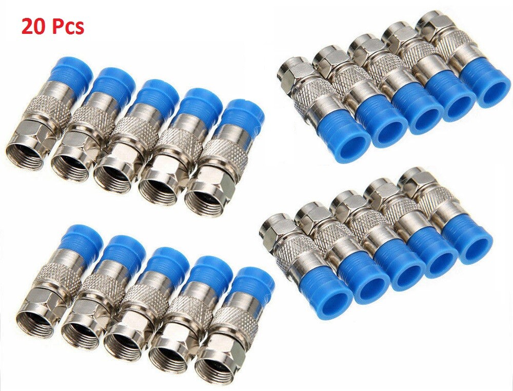 RG6 Coaxial Cable Stripper Crimper Tools Kit(20 Compression 10 Barrel Connector)