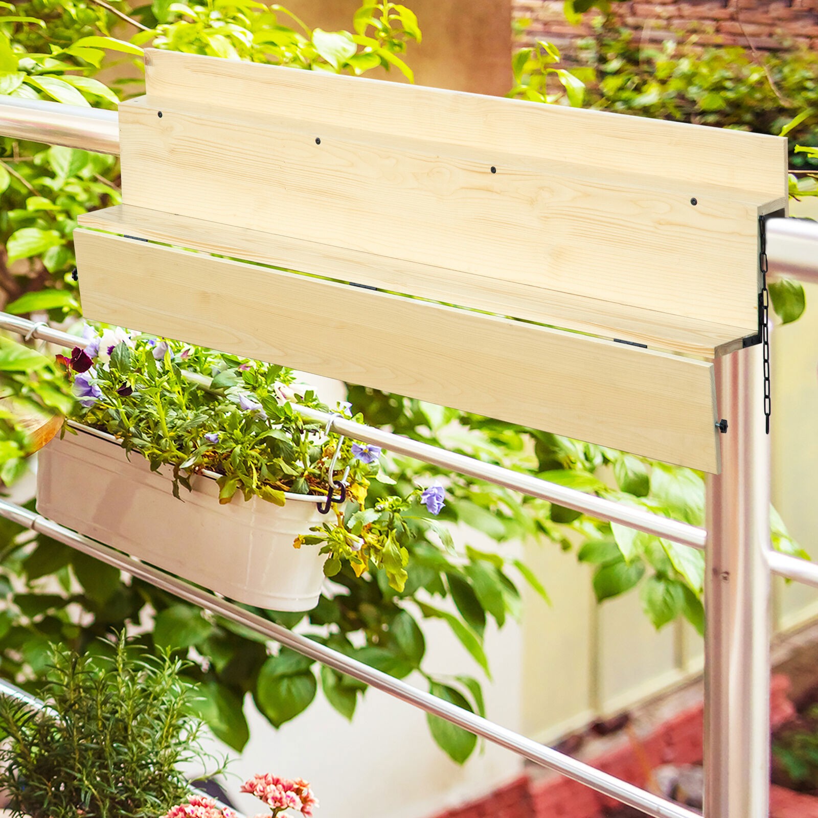 Hanging Deck Table Foldable Balcony Desk Natural