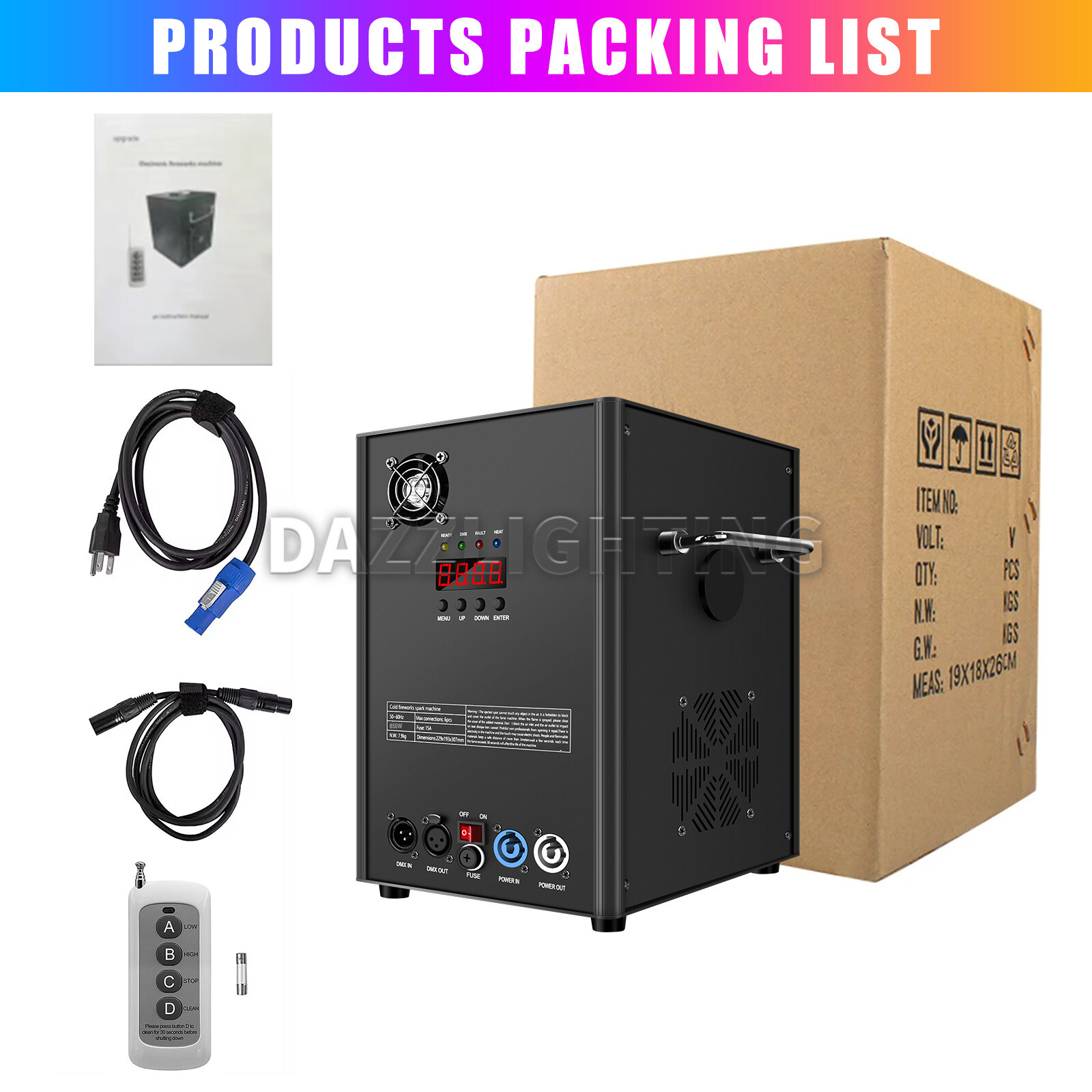 850W Cold Spark Firework Machine DMX Remote Control Wedding Event Stage Effect