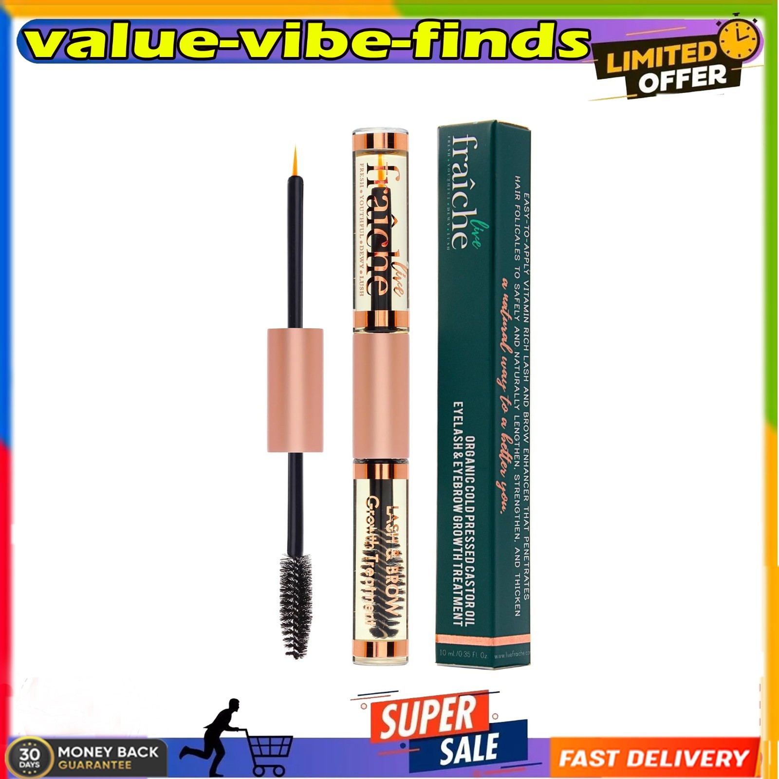 USDA Organic Castor Oil Lash Serum - Premium All Natural Cold Pressed Castor Oil