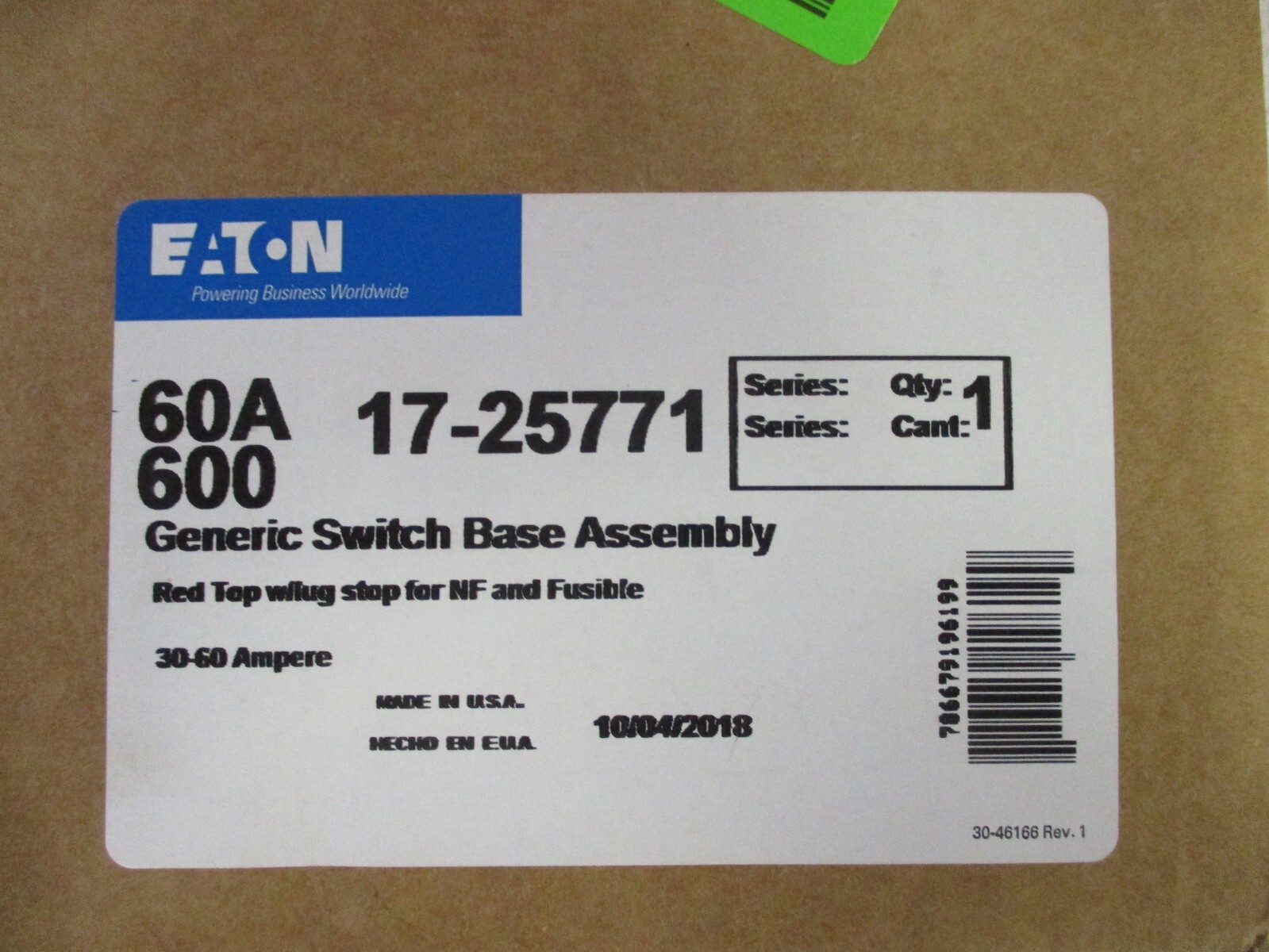 NIB EATON Generic Switch Base Assembly 17-25771 FACTORY SEALED BOX