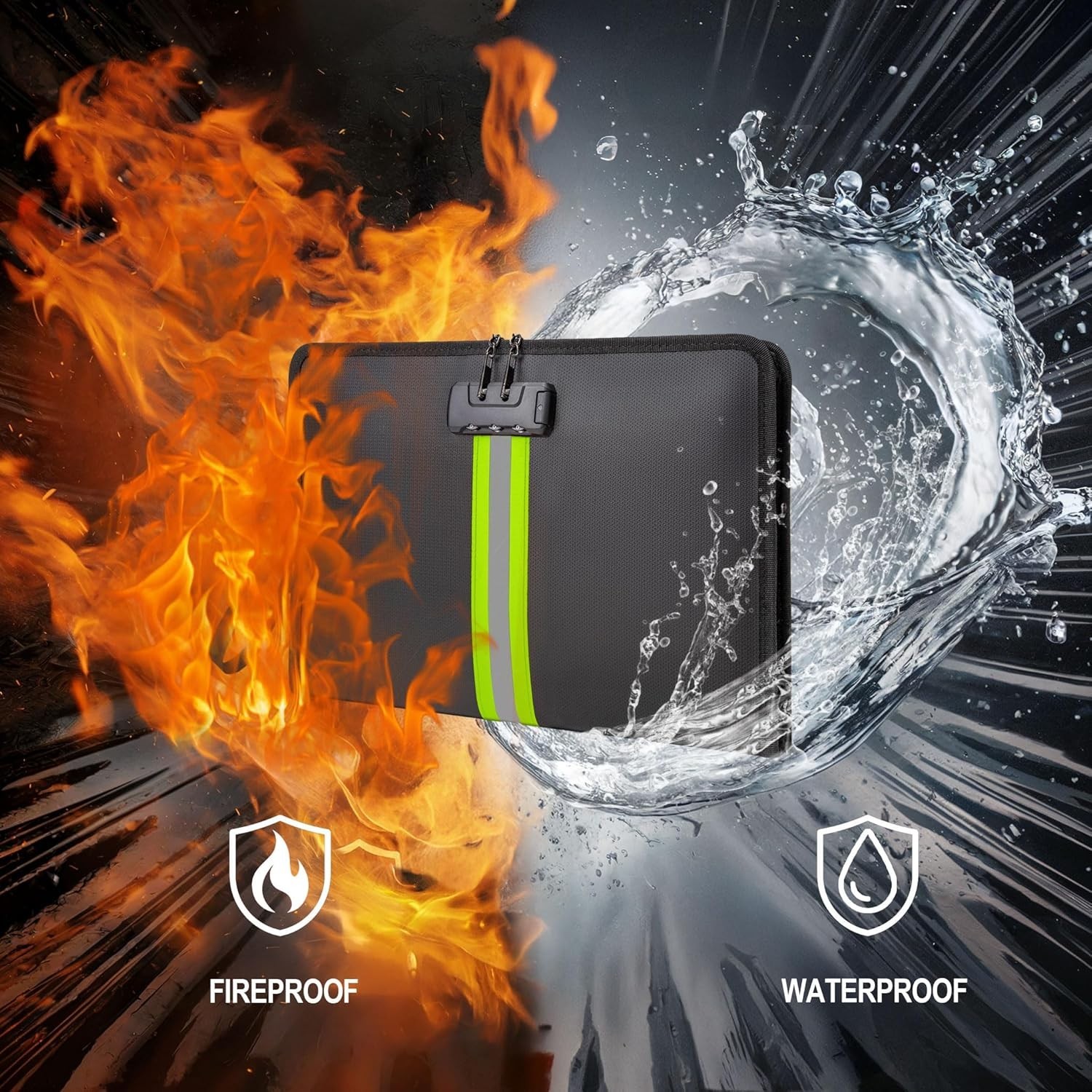 Portable Fire Resistant Document Organizer with Lock - Waterproof & Non-Itchy