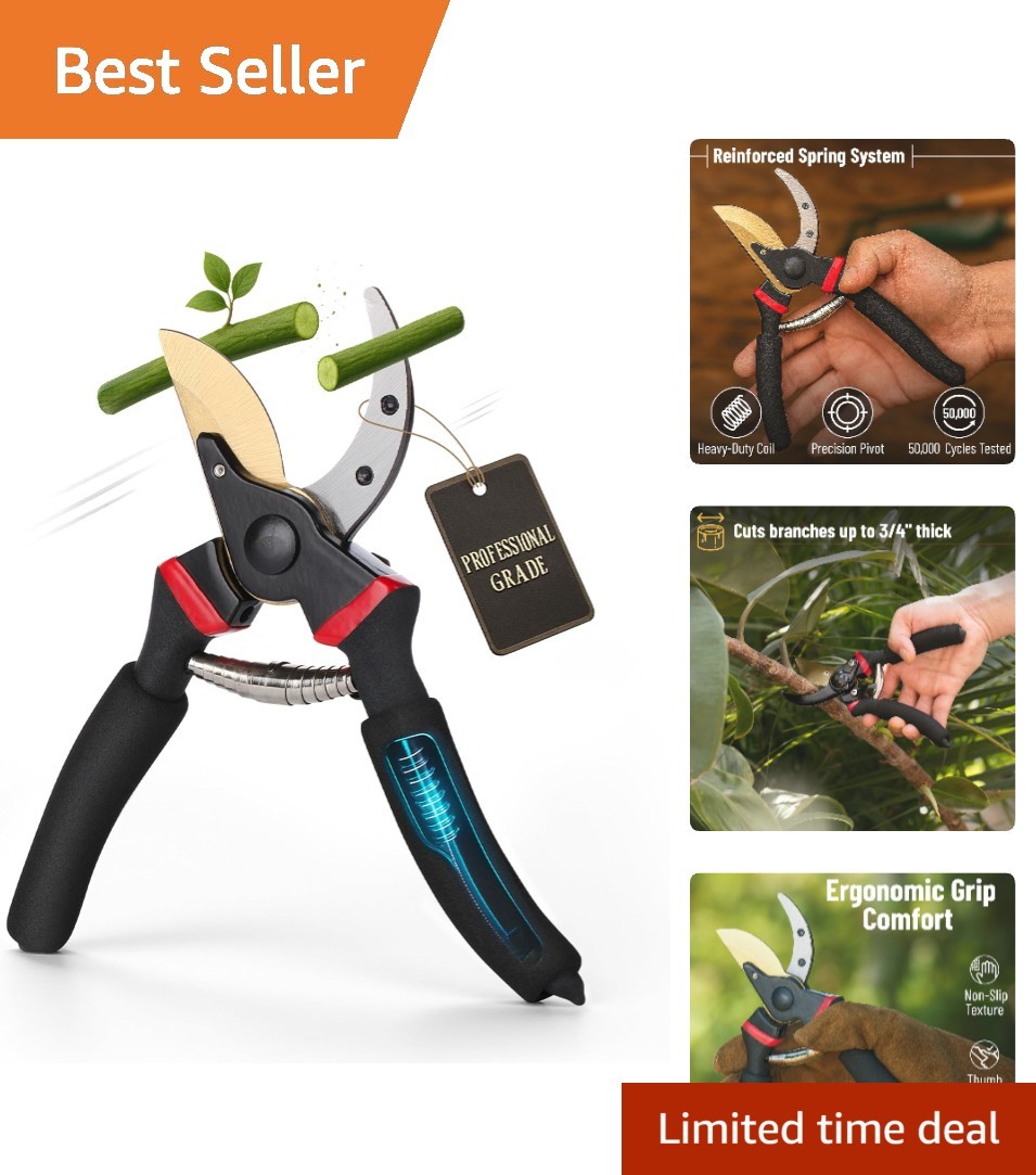 8-Inch Professional Pruning Shears with Titanium Blade - Ergonomic & Lightweight