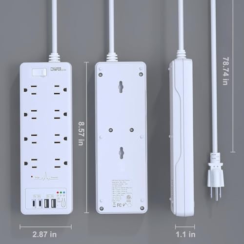 Surge Protector Power Strip, Extension Cord with USB Timer 8