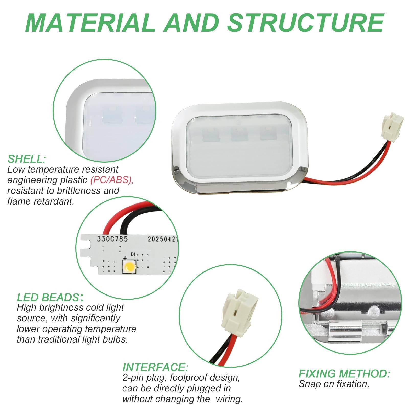3 Pack W11632139 Light Modules Refrigerator Light Assembly - with Whirlpool, ...