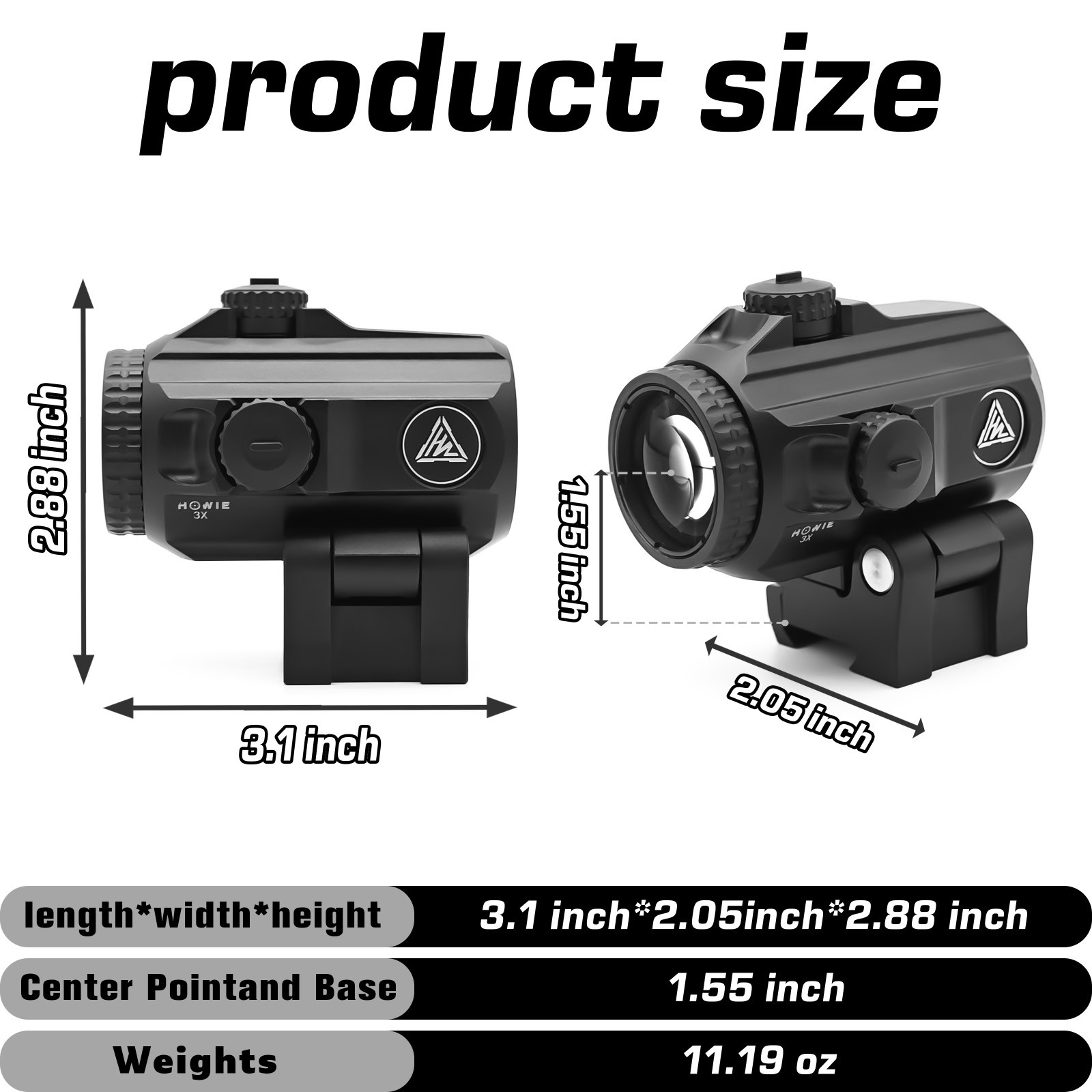 3X Magnifier Sight for Red Dot Reflex Scope Tactical Flip-to-Side Mount