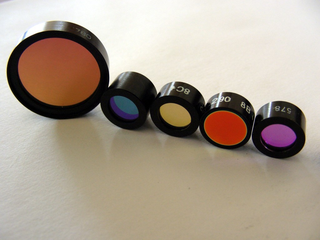 Coated narrow-band lenses for microplate reader fluorescence filter analyzer