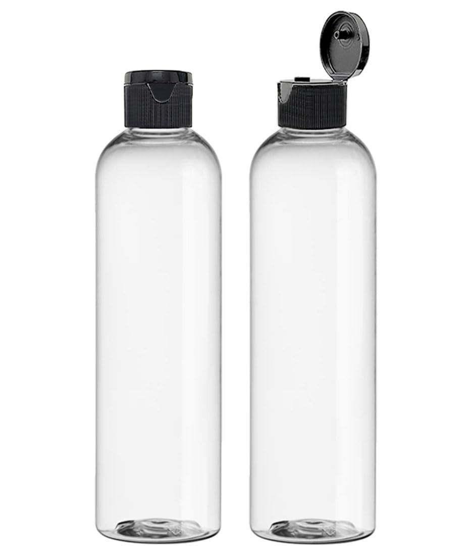 ljdeals 8 oz Clear Plastic Empty Bottles with Black 4 fluid ounces,