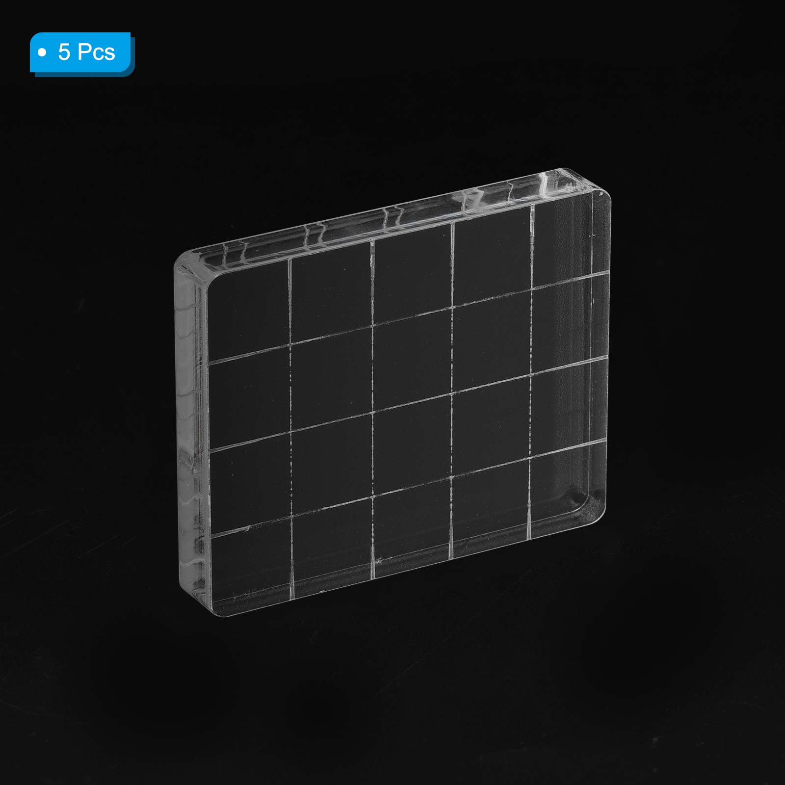 Acrylic Stamp Block, 5 Pack Rectangle Shape with Grid Lines, 2" x 1.57"