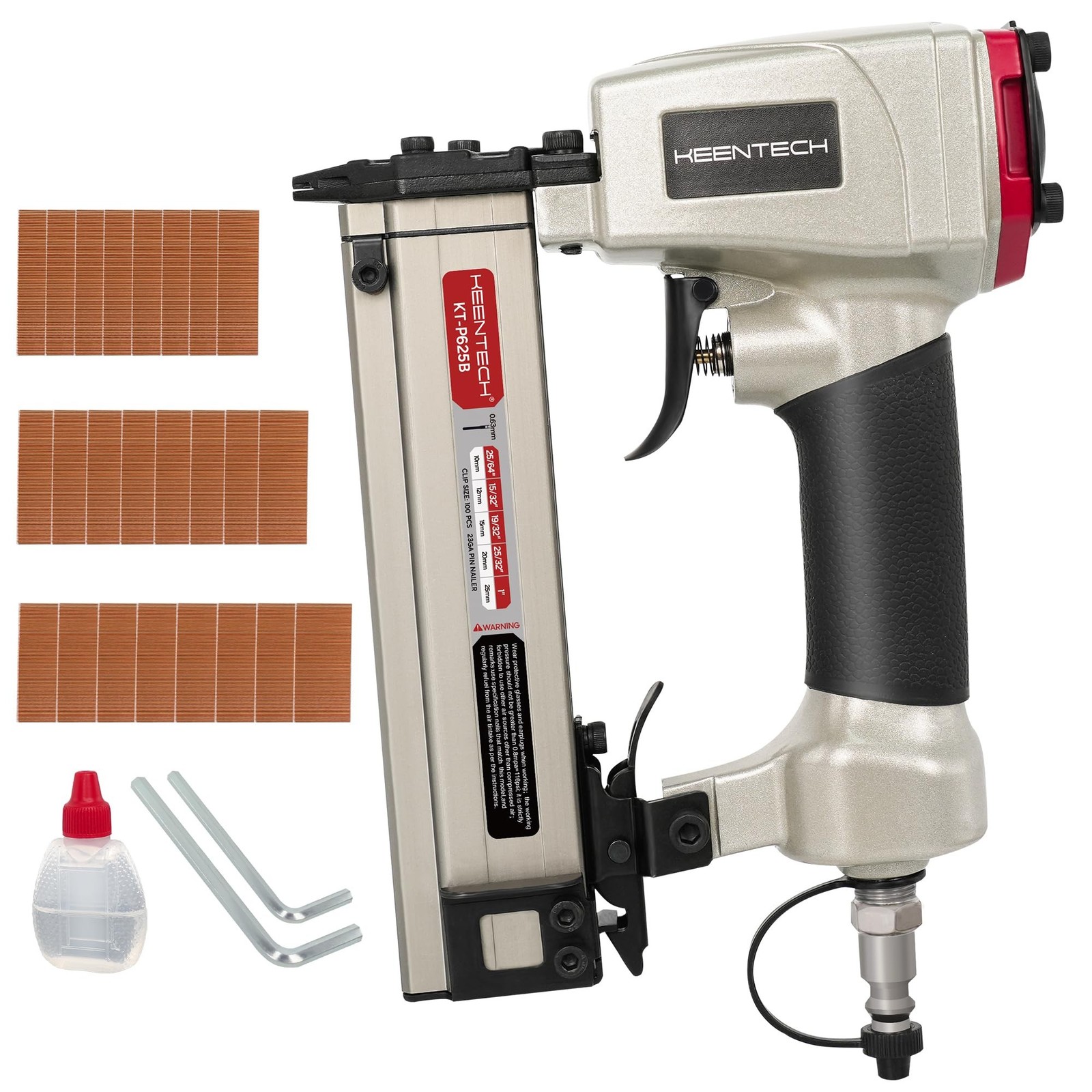 KEENTECH Pneumatic Pin Nailer 23 Gauge, Pin Nail Gun with 2160pcs 5/32" to 1"...