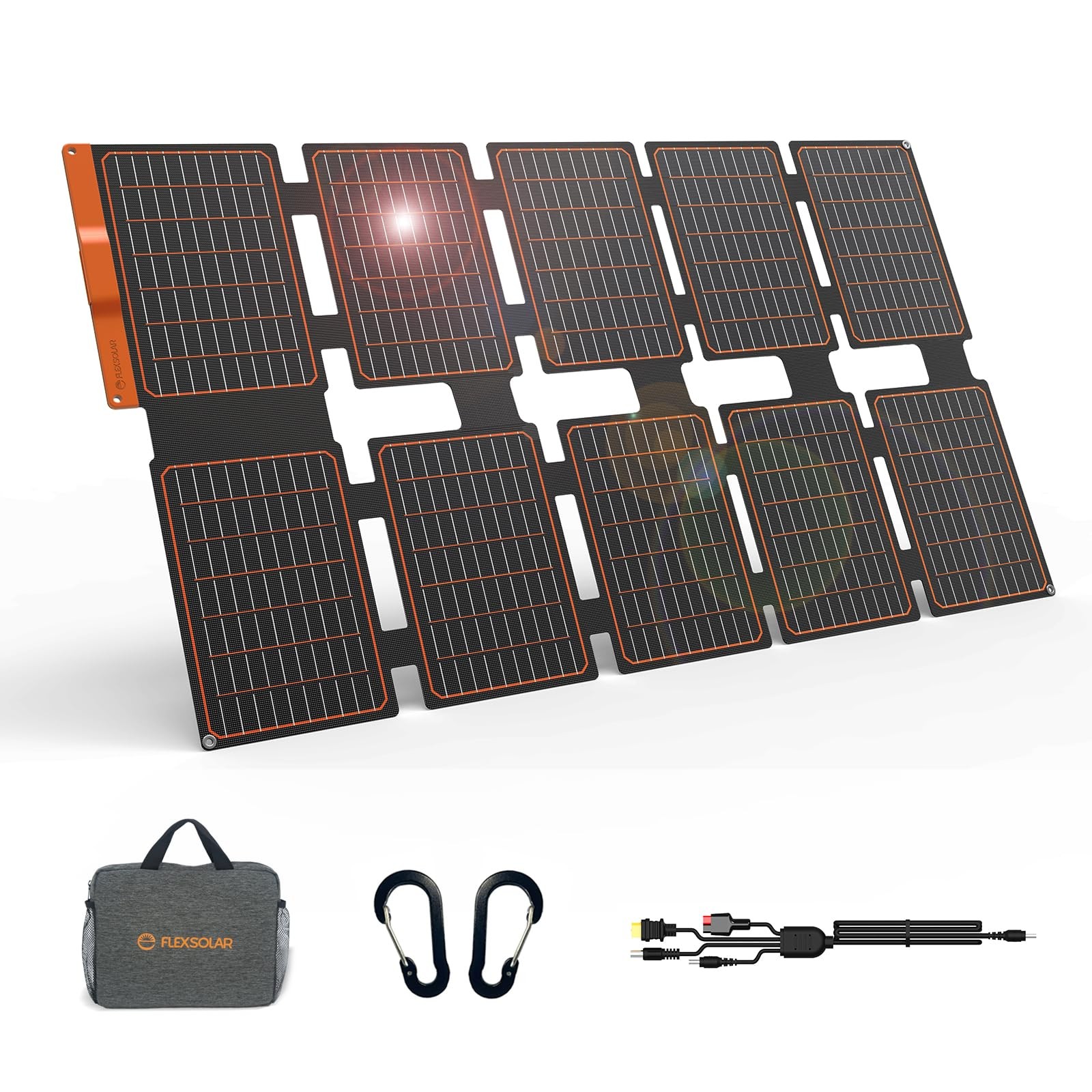 FlexSolar 100W Portable Solar Panels Chargers with PD3.0 USB-C,QC3.0