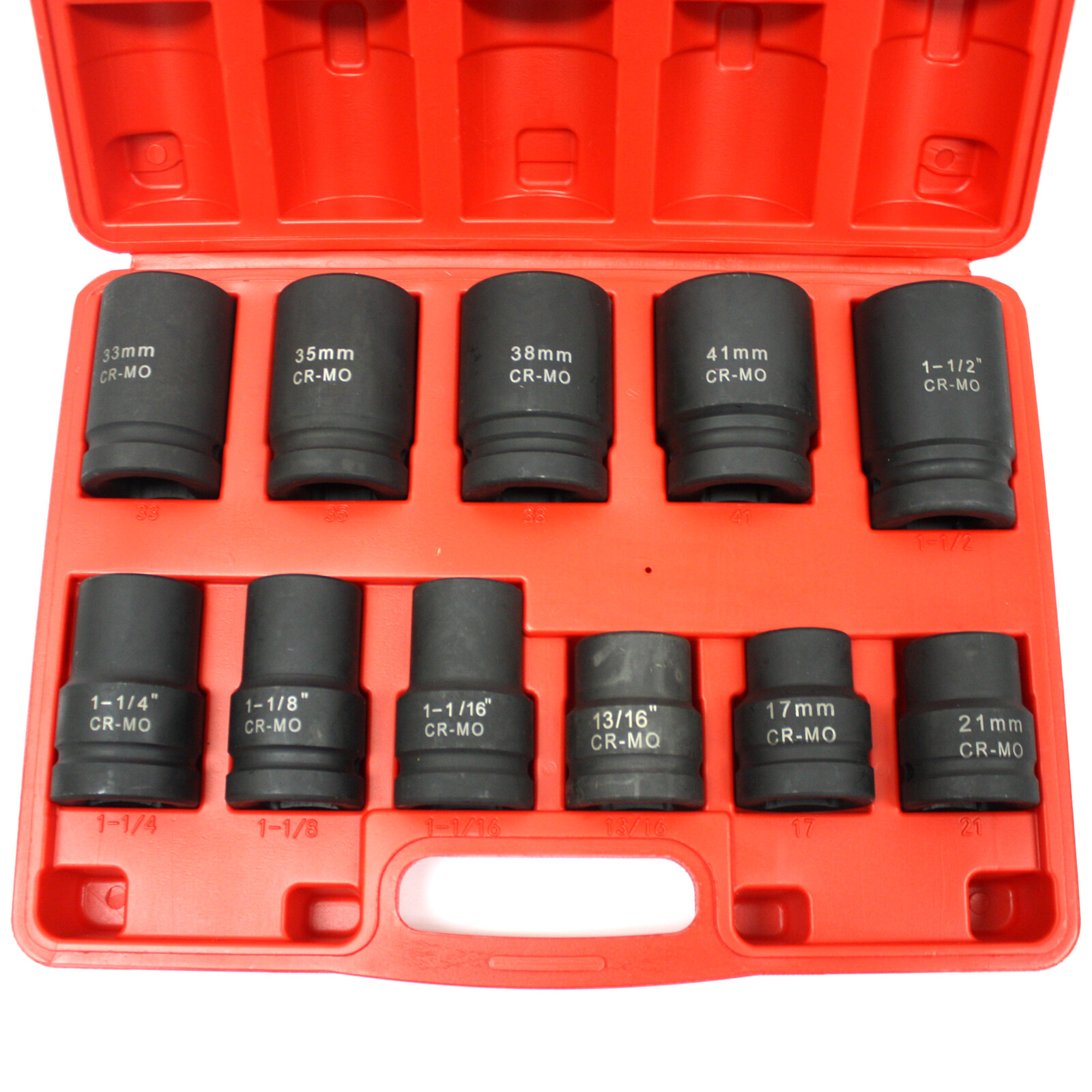 SAE & Metric 11pc 1" Dr Heavy Duty Impact Socket Set for Truck Tractor Equipment