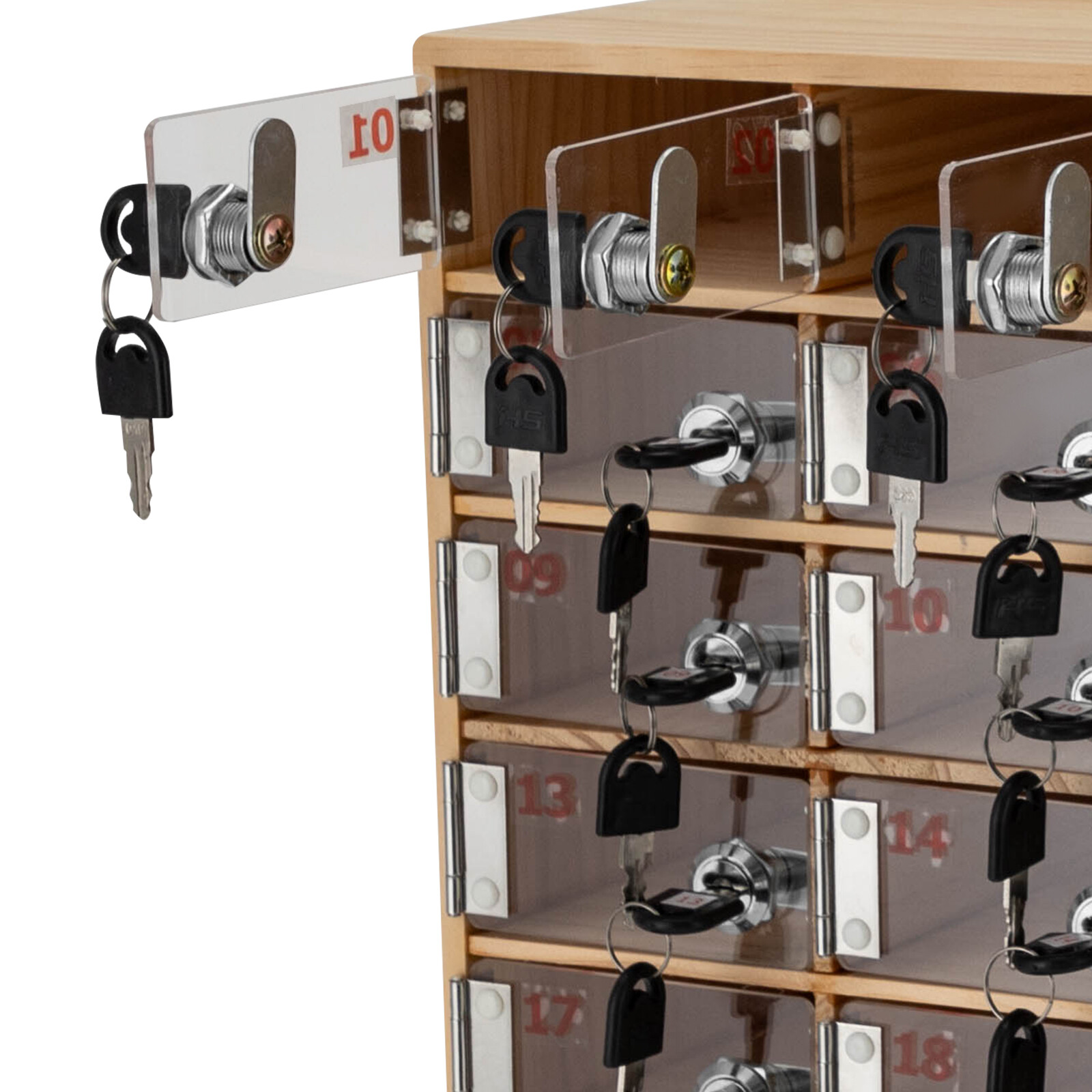 20 Slots Cell Phone Locker Box Wood Cell Phone Storage Cabinet With Keys/Locks