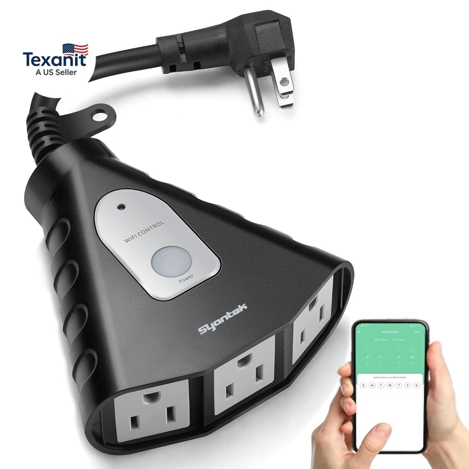 Outdoor Wifi Outlet, Outdoor Plug with 3 Ground Outlets, Compatible with Amazon