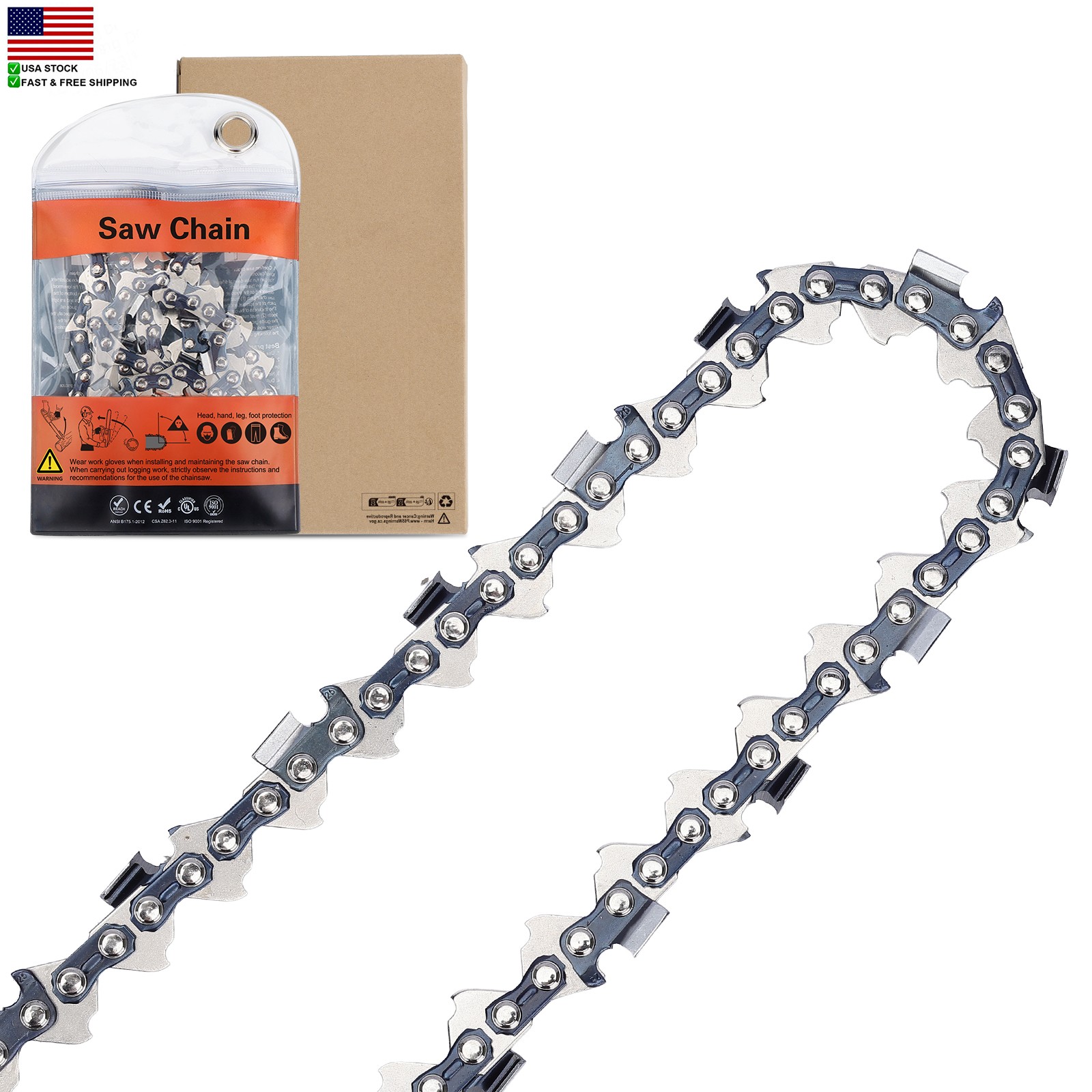 18'' Chainsaw Chain Full Chisel .325 Pitch .063 Gauge 68 DL For STIHL MS250
