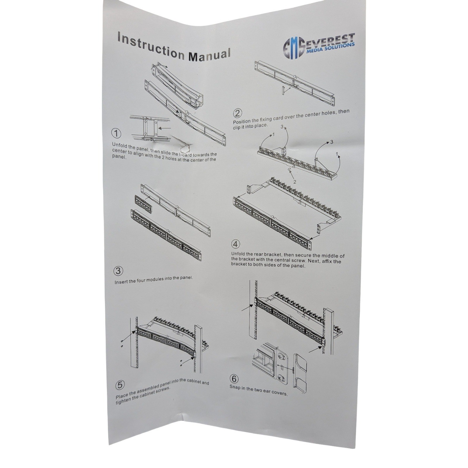 Everest Media Solutions 24 Port UTP Blank Patch Panel 19 Inch 1U Foldable Rack