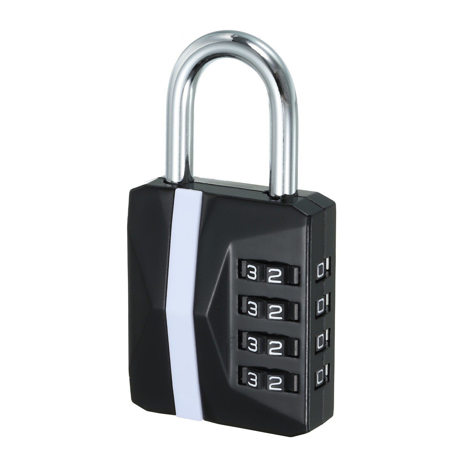 4 Digit Combination Padlock, Zinc Alloy Resettable Combination Lock Black