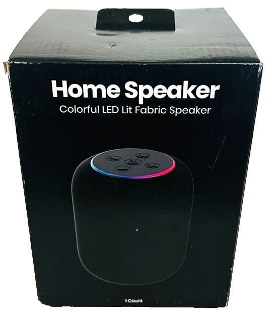 Colorful LED Lit Fabric Home Speaker Wireless 10W USB-C AUX 7.5hr Playtime