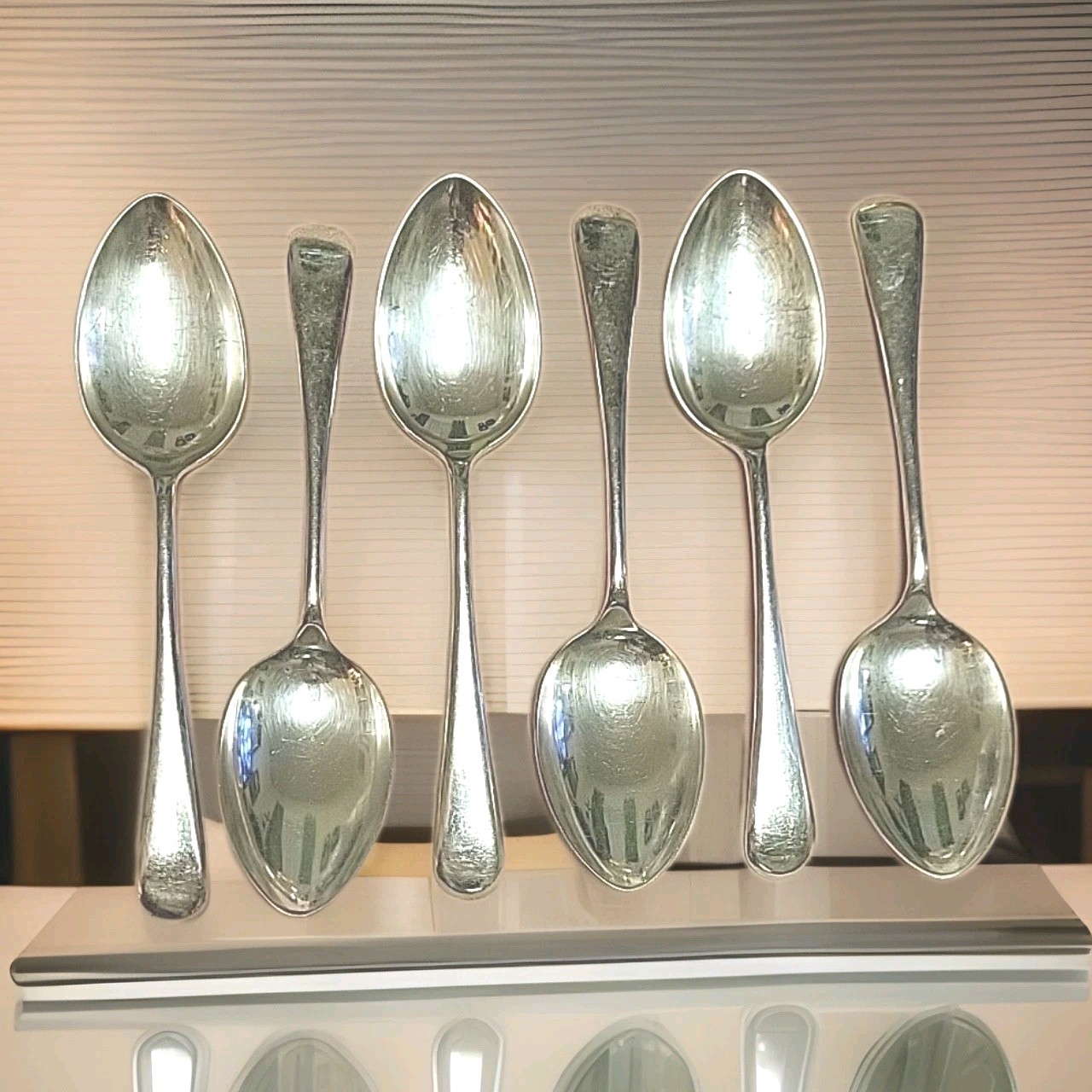 Silverplate Tablespoons Sheffie? EPNS A #3 Set of 6 DWTS Cresent Vtg