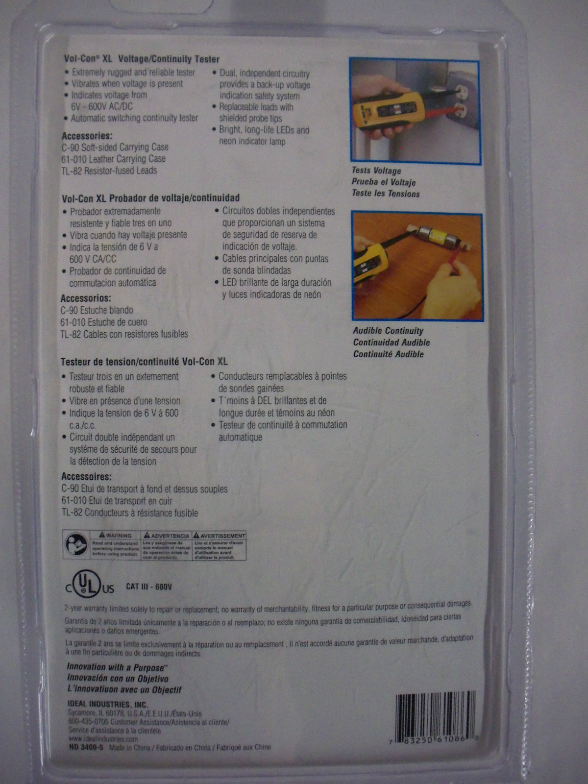 IDEAL VOL-CON XL Voltage/Continuity Tester 61-086 NEW