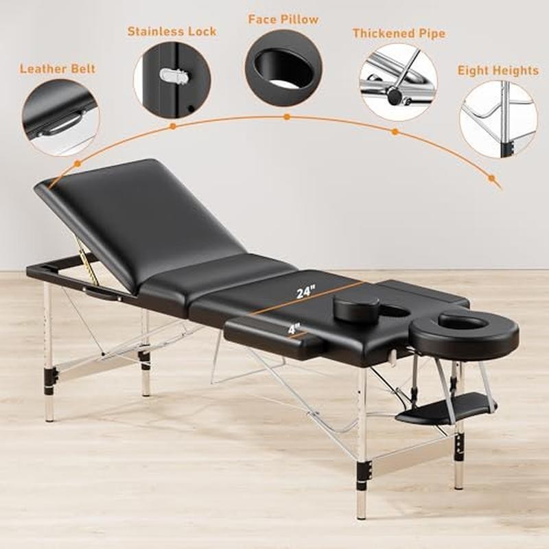 84" Massage Table 3 Sections Reclining Massage Bed Lash Bed Spa Bed Salon Bed