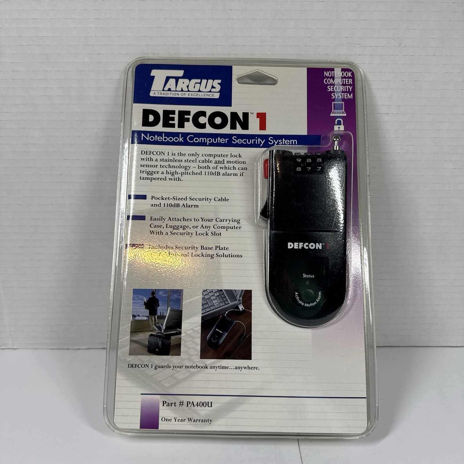 NEW Targus PA400U Defcon 1 Notebook Luggage Alarm Computer Security System