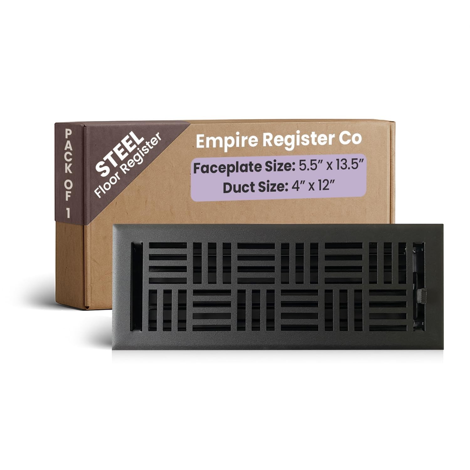 Empire Register Co, Steel Floor Register - 4x12 inch, Art Nouveau Design, Tex...