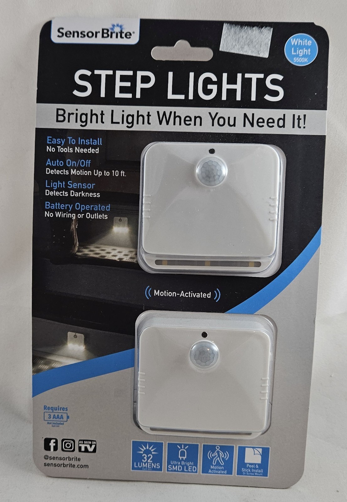 Sensor Brite Motion Sensor LED Step Lights Night Light (2-Pack) 5500