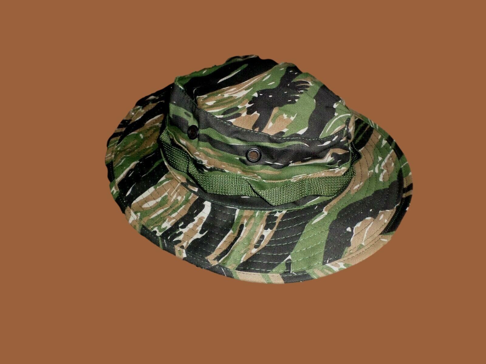 U.S MILITARY STYLE BOONIE HAT TIGER STRIPE CAMOUFLAGE VIETNAM REPRODUCTION 7 3/4