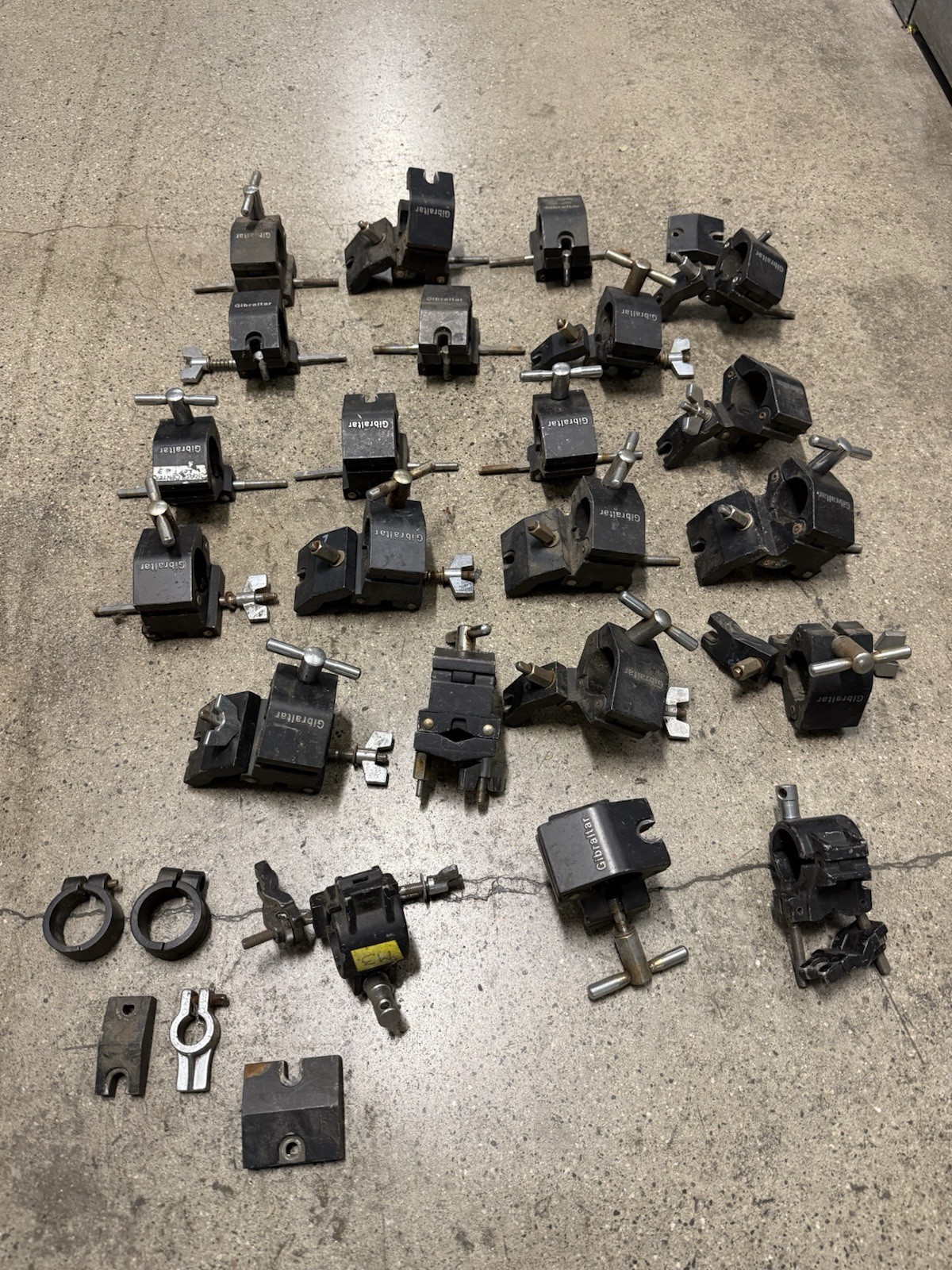 Large Lot Gibraltar Drum Rack Clamps - Many Missing Wing Nuts - Great Project/Pa
