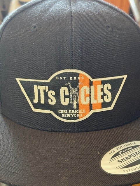JT's Cycles Custom Motorcycle Shop Premium Snapback Hat Flat Bill Cap