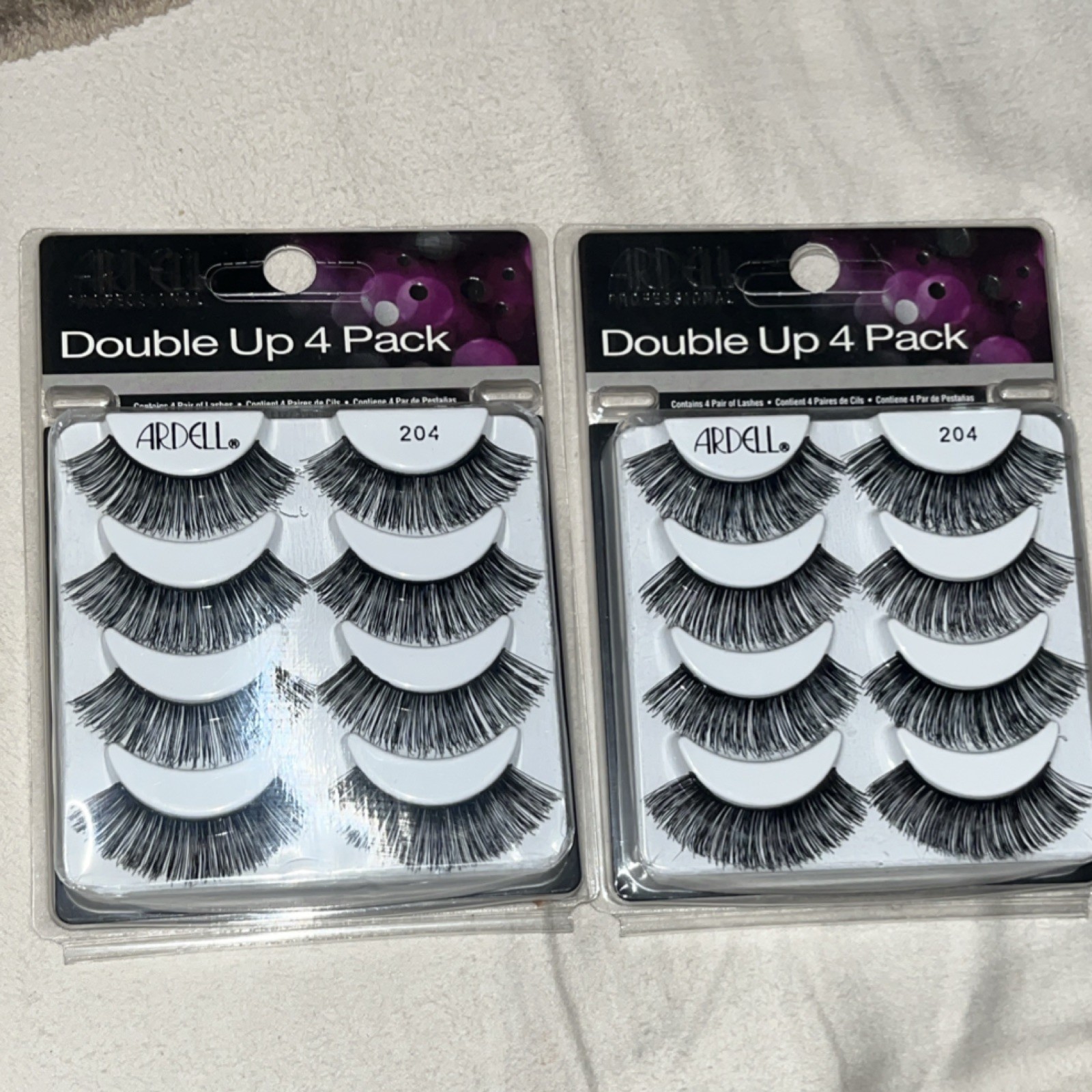 Ardell Double Up 204 Full Volume Reusable Strip Lashes Black 2 pack’s of 4 Pack
